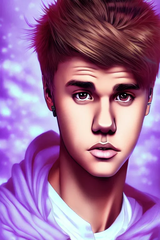 Prompt: justin bieber, manga cover art, detailed color portrait, artstation trending, 8 k, greg rutkowski