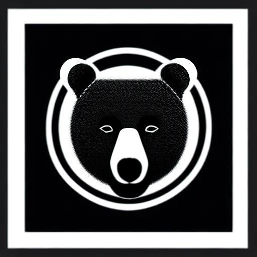 Prompt: minimal geometric bear logo by karl gerstner, monochrome, centered