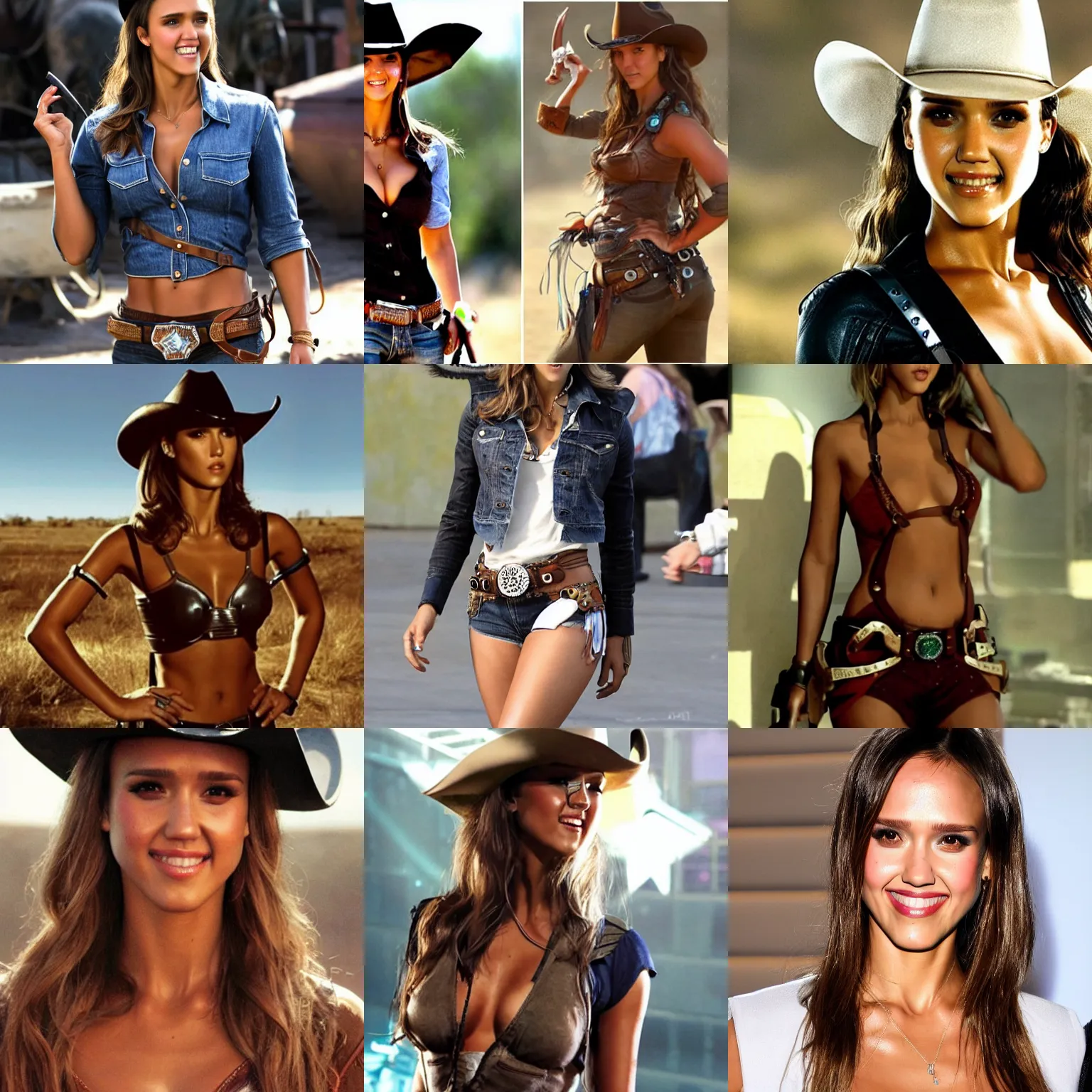 Prompt: cowgirl android jessica alba