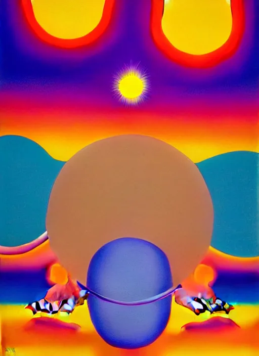 Image similar to sun by shusei nagaoka, kaws, david rudnick, airbrush on canvas, pastell colours, cell shaded, 8 k