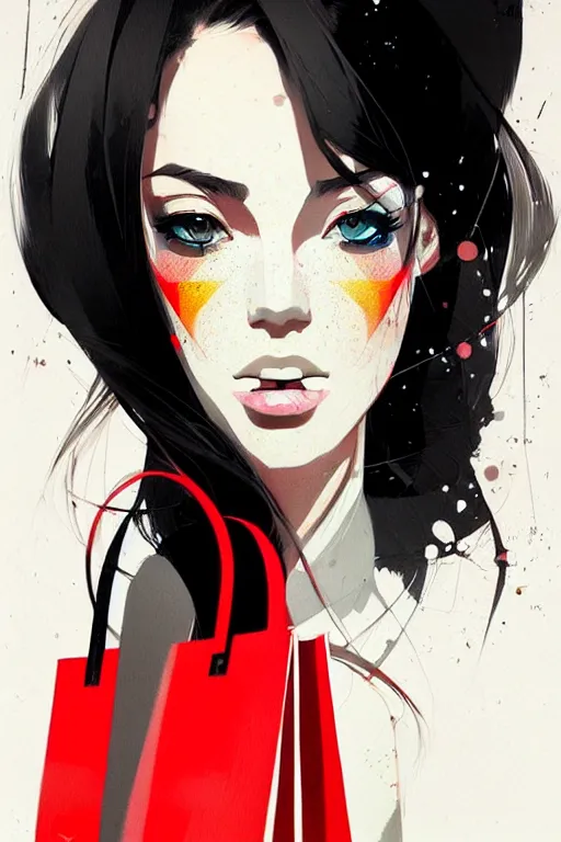 Image similar to a ultradetailed beautiful panting of a stylish woman with shopping bags, by conrad roset, greg rutkowski and makoto shinkai trending on artstation