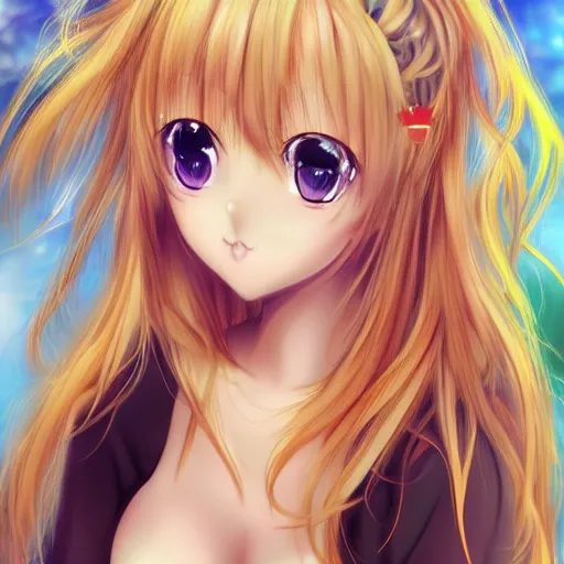 Image similar to blonde anime girl portrait, detailed, very pretty and cute face, anime style