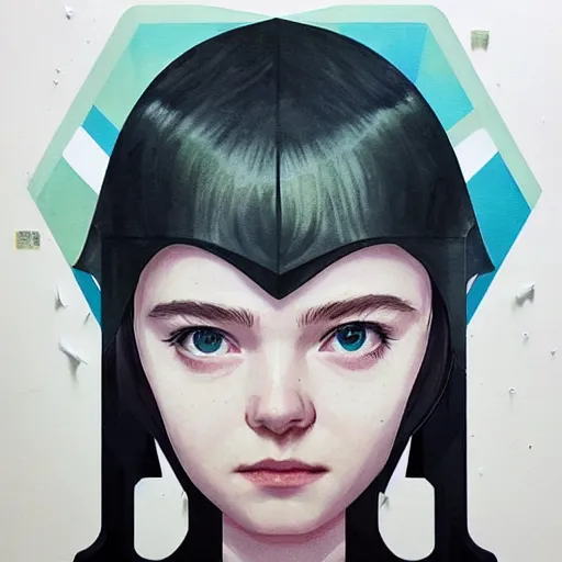 Prompt: Elle Fanning in Halo 2 picture by Sachin Teng, asymmetrical, dark vibes, Realistic Painting , Organic painting, Matte Painting, geometric shapes, hard edges, graffiti, street art:2 by Sachin Teng:4