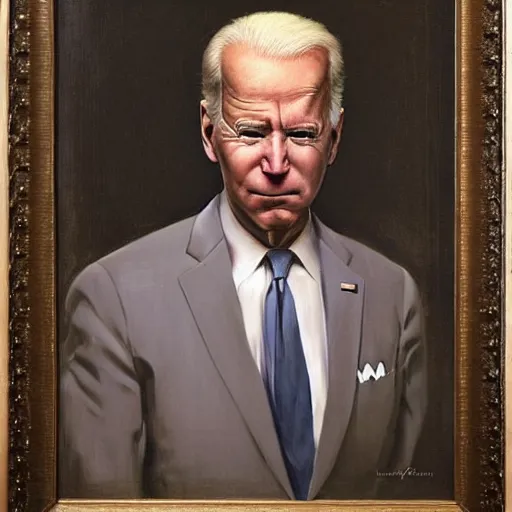 Image similar to terrifying, surreal portrait of joe biden by j. c. leyendecker, bosch, willim blake, jon mcnaughton, and beksinski