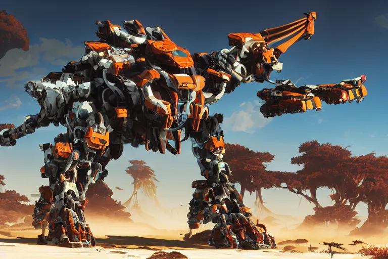 Image similar to sunwing machine mecha animal beast robot of horizon forbidden west horizon zero dawn bioluminiscence global illumination ray tracing hdr fanart arstation by sung choi and eric pfeiffer and gabriel garza and casper konefal