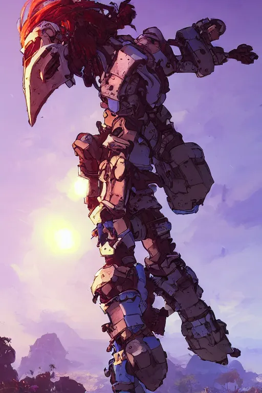 Image similar to combination suit armor aloy horizon forbidden west horizon zero dawn robot ninja mask helmet backpack tribal, art gta 5 comics, official fanart behance hd artstation by jesper ejsing, by rhads, makoto shinkai and lois van baarle, ilya kuvshinov, ossdraws radiating a glowing aura cgi rtx 2 0 2 2