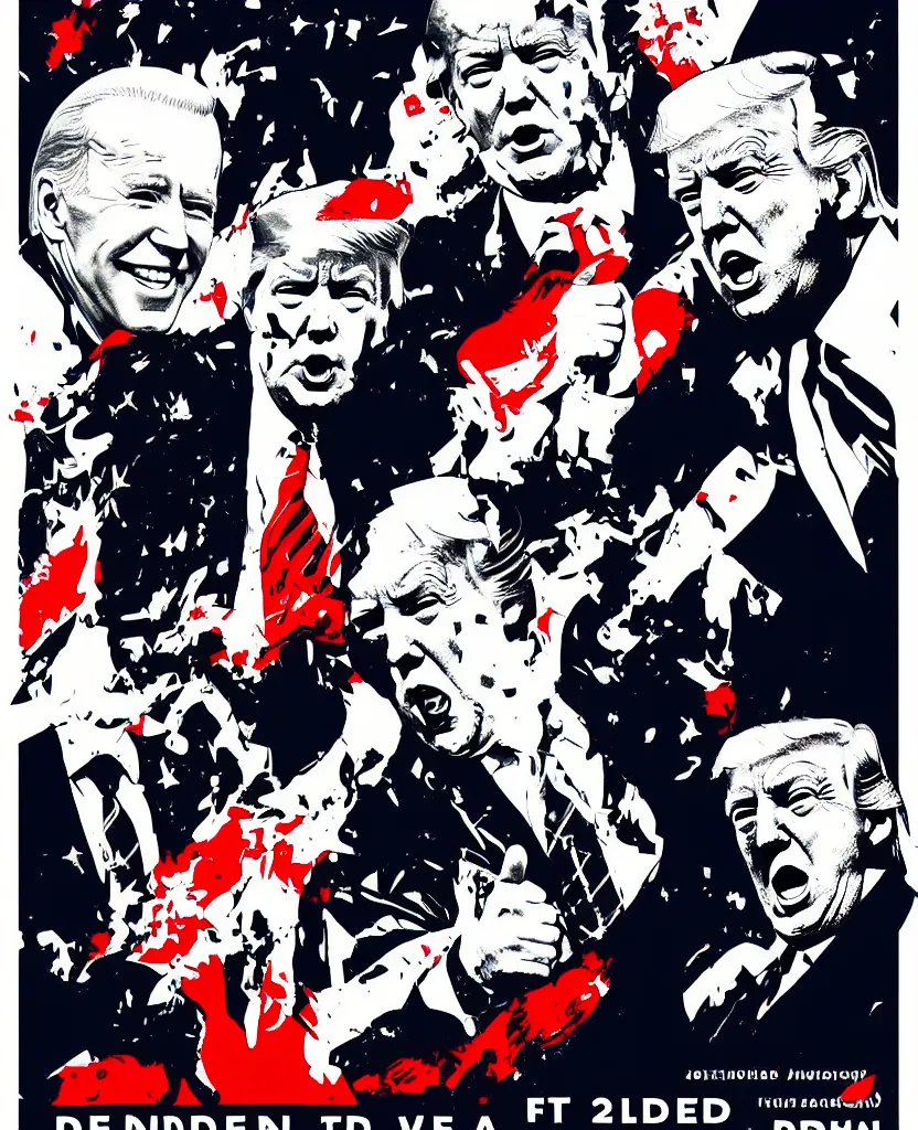 Image similar to a poster of joe biden fighting donald trump, by joe mangrum, trending on deviantart, futurism, movie poster, poster art, 3 2 k uhd, american propaganda, futurism, toyism