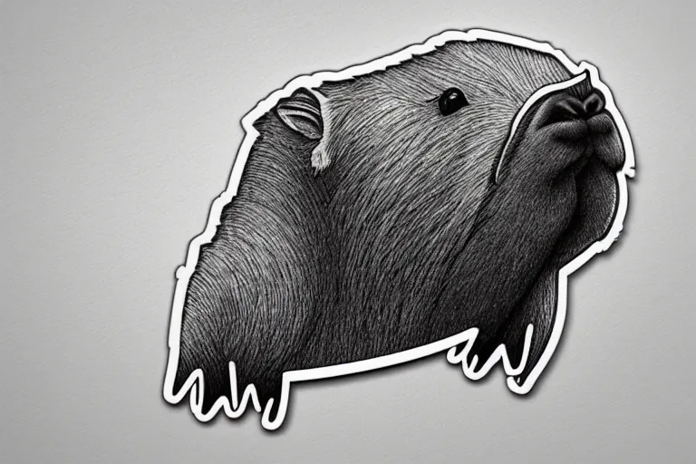 Image similar to a masterpiece illustration of a funny capybara for a sticker