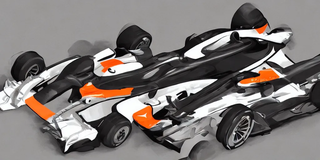 Image similar to hybrid design between McLaren MCL34 F1 car and Ford Mustang. No background, concept art style.