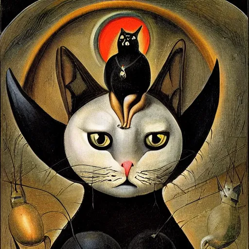 Image similar to black cat in style of hieronymus bosch