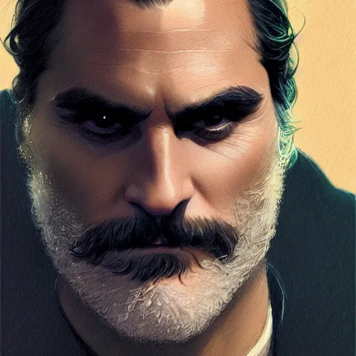 Prompt: handsome Joaquin Phoenix as batman, western, closeup, D&D, fantasy, intricate, elegant, highly detailed, digital painting, artstation, concept art, matte, sharp focus, illustration, art by Artgerm and Greg Rutkowski and Alphonse Mucha