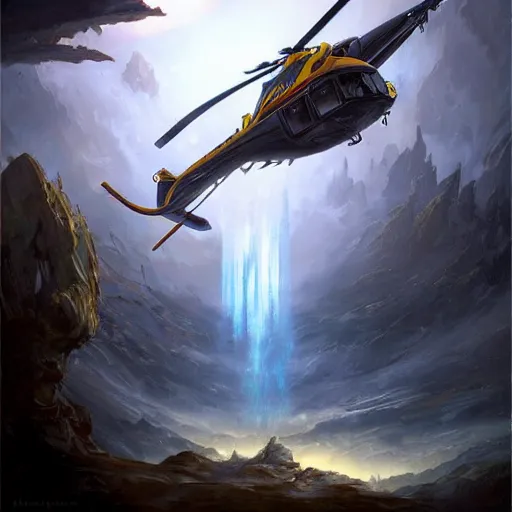 Image similar to helicopter-ice-fusion in a savannah, matte fantasy painting, DeviantArt Artstation, by Jason Felix by Steve Argyle by Tyler Jacobson by Peter Mohrbacher, cinematic lighting