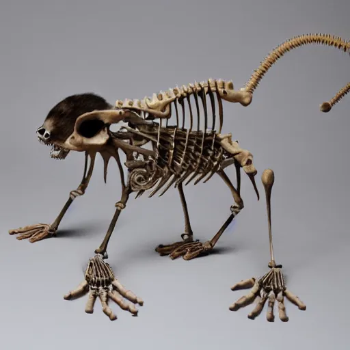 Prompt: rat skeleton controlled by strings like a puppet