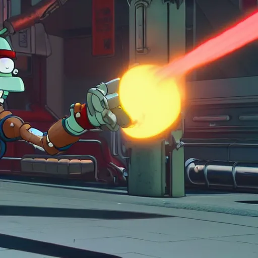 Image similar to A still of Bender from Futurama in Street Fighter V (2016)