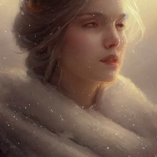 Prompt: a beautiful portrait of an snow goddess by Greg Rutkowski and Raymond Swanland, Trending on Artstation, ultra realistic digital art