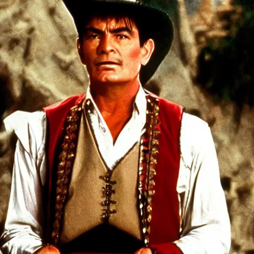 Prompt: charlie sheen in the three amigos