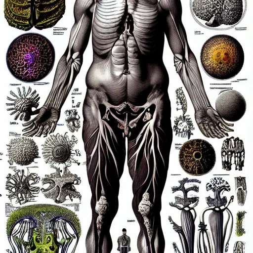 Image similar to mark zuckerberg anatomy by ernst haeckel, masterpiece, vivid, very detailed