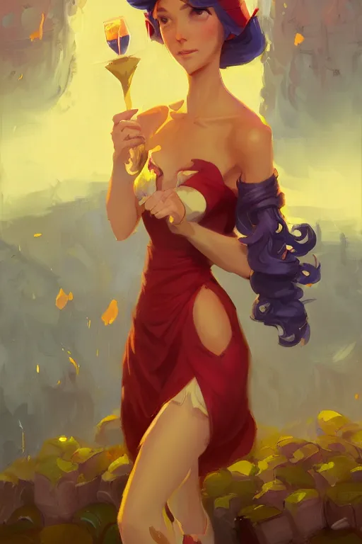 Image similar to fire princess adventure time working in a winery, animation pixar style, by pendleton ward, magali villeneuve, artgerm, jeremy lipkin and michael garmash, rob rey and kentaro miura style, golden ratio, trending on art station