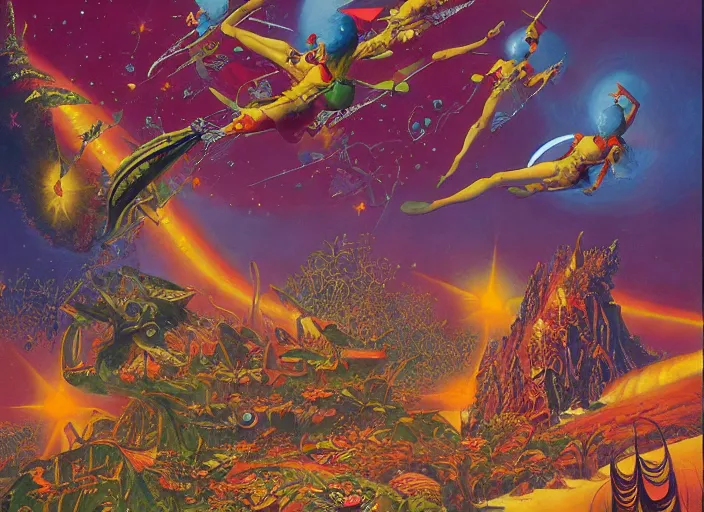 Image similar to fairy dance by kilian eng, chris foss, rodney matthews, robert mccall, jacek yerka and vladimir kush, oil on canvas