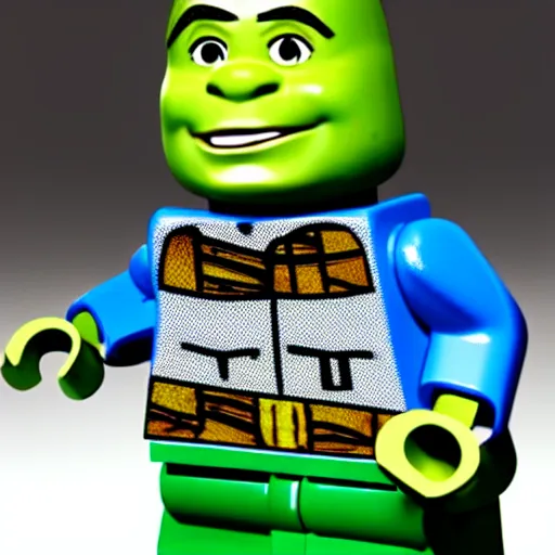 Image similar to shrek as a lego minifigure