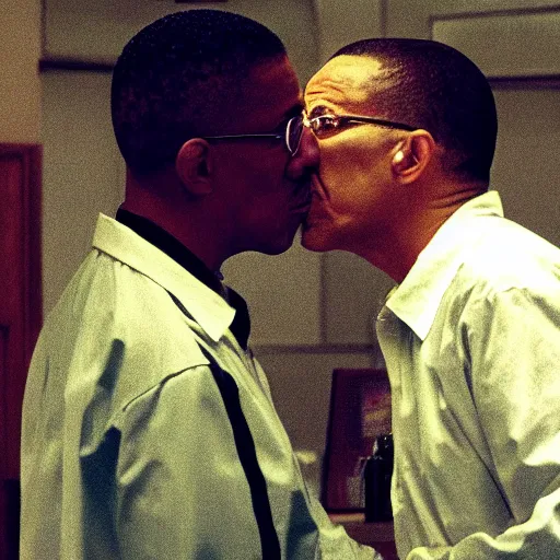 Image similar to Walter White and Gustavo Fring kissing