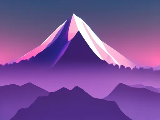 Image similar to a beautiful image of a misty mountain, vaporwave style, dark purple color scheme, artstation, 4 k