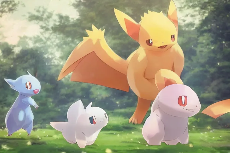 Image similar to real life pokemon, cute!!!, content!!!, mischievous!!!, adorable!!!, fluffy!!!, ultra realistic!!!, battle versus hariyama, golden hour, sharp focus, tiny amount of chromatic aberration