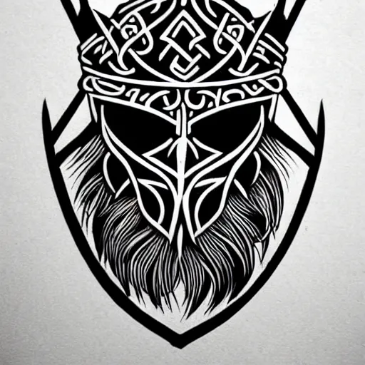 Image similar to tattoo design, stencil, viking