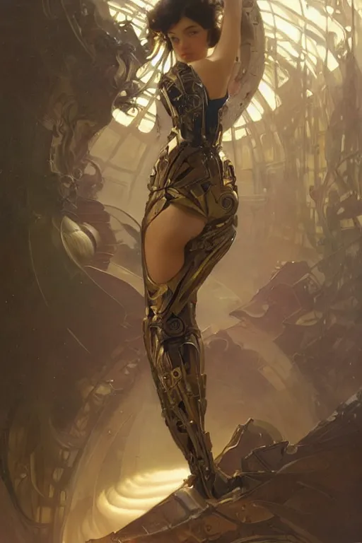 Image similar to dynamic pose, intricate, futuristic, fantasy, by stanley artgerm lau, greg rutkowski, alphonse mucha,, thierry mugler, norman rockwell, 3 d,