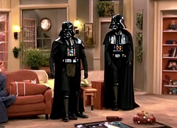 Image similar to a film still of darth vader in tv show friends, season 3 ( 1 9 9 7 )