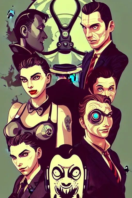 Image similar to the wolfs squad, pop art, pixel, bioshock art style, gta chinatown art style, face features, body features, ultra realistic art, digital painting, concept art, smooth, sharp focus, illustration, intricate, without duplication, elegant, confident posse, art by artgerm and richard hamilton and mimmo rottela, kirokaze and paul robertson