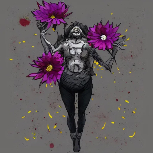 Prompt: will to survive, flower thrusting up through concrete, brutal, heartrending, trending on artstation