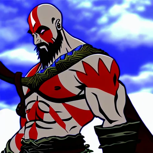 Prompt: kratos in the game hades, still from the game, cel shaded, anime style, highly detailed