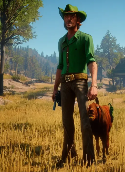 Image similar to film still of shaggy rogers in red dead redemption 2 ( 2 0 1 8 video game )