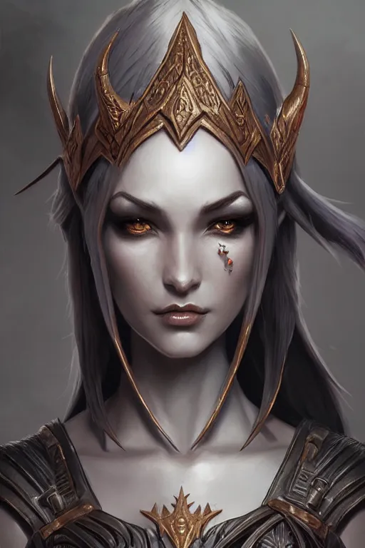 Image similar to dark elf princess, highly detailed, d & d, fantasy, highly detailed, digital painting, trending on artstation, concept art, sharp focus, illustration, art by artgerm and greg rutkowski and fuji choko and viktoria gavrilenko and hoang lap