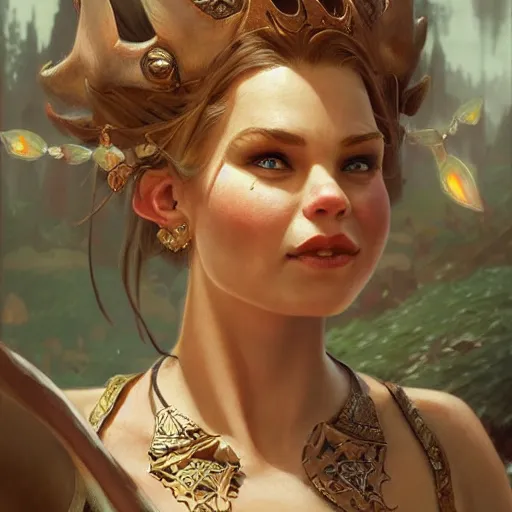 Image similar to Shrek de Rivia closeup, D&D, fantasy, intricate, elegant, highly detailed, digital painting, artstation, concept art, matte, sharp focus, illustration, hearthstone, art by Artgerm and Greg Rutkowski and Alphonse Mucha