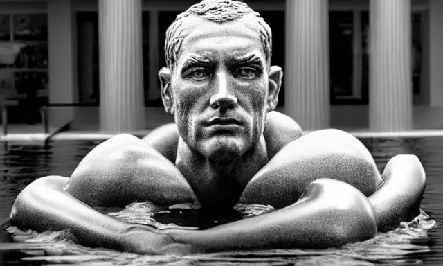 Image similar to full shot of a water sculpture of a man, photorealistic, cinematic lighting, 8 k, extremely detailed photograph by helmut newton