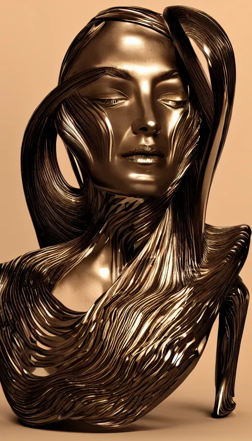 Image similar to a set of metal fire sculptures on woman face, a computer rendering by zaha hadid, polycount, kinetic art, made of liquid metal, airbrush art, hard surface modeling