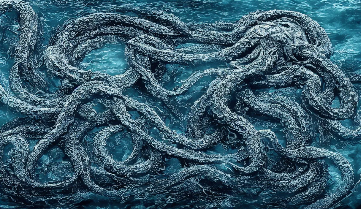 Image similar to kraken in the middle of the sea, hd, hdr, 8 k