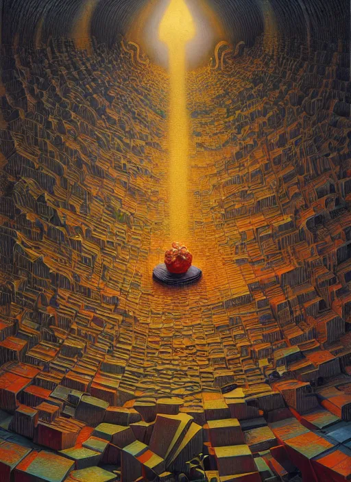 Image similar to hyper detailed 3d render like an Oil painting - Tarot card by Jacek Yerka, Mariusz Lewandowski, Houdini algorithmic generative render, Abstract brush strokes, Masterpiece, Edward Hopper and James Gilleard, Zdzislaw Beksinski, Mark Ryden, Wolfgang Lettl, hints of Yayoi Kasuma, octane render, 8k