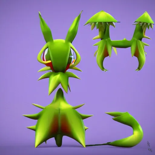 Image similar to a pokemon that looks like a dionaea muscipula, the dionaea muscipula that is laughing ， digital art, trending on art station. unreal engine.