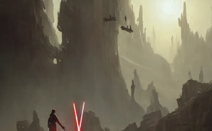 Prompt: a painting of star wars trending on artstation in the style of greg rutkowski