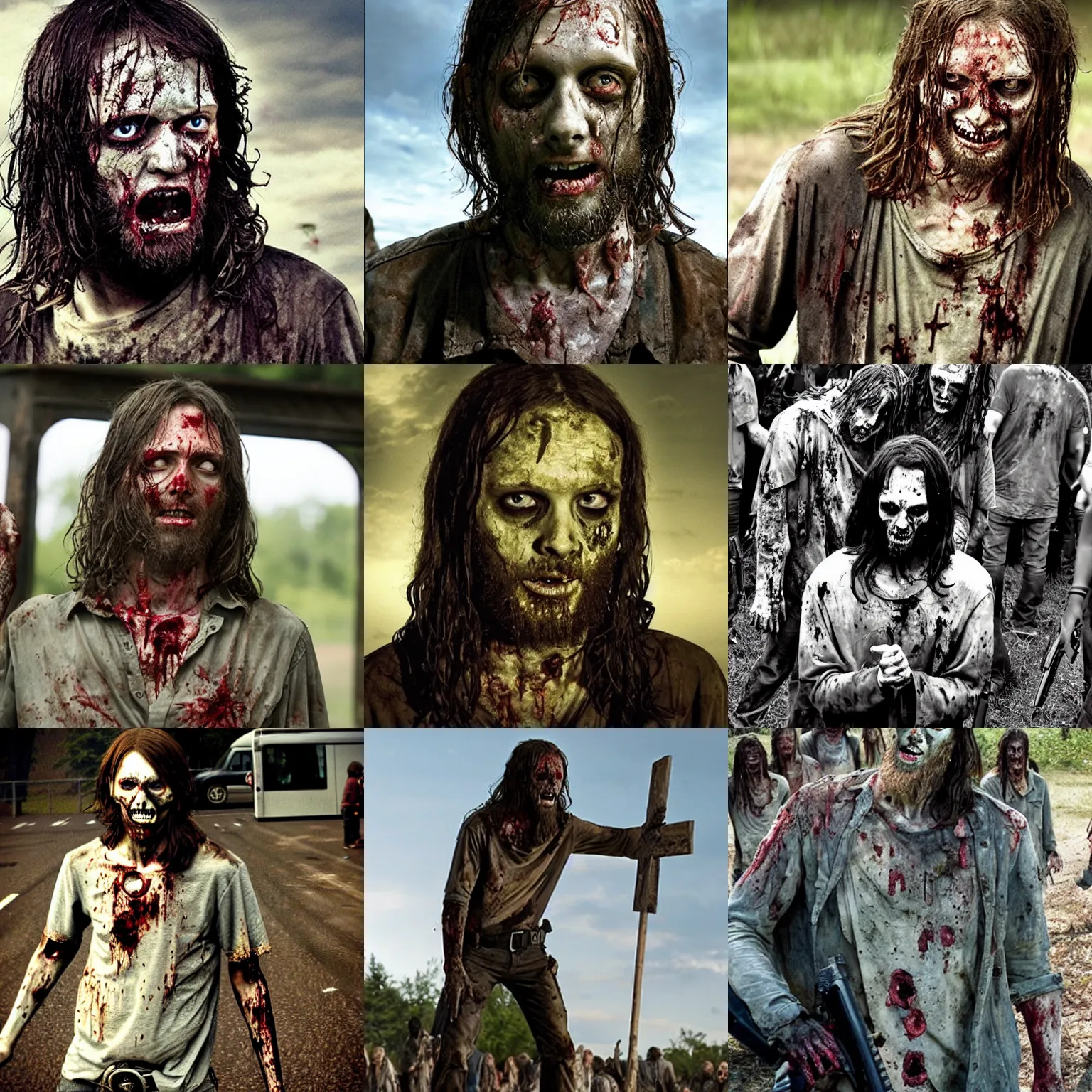 Prompt: zombie jesus, still from the walking dead