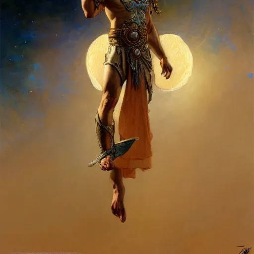 Image similar to god of moon, fantasy, painting by gaston bussiere, craig mullins, j. c. leyendecker, trending on artstation