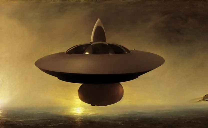 Image similar to Arrival Spaceship ufo by William Turner