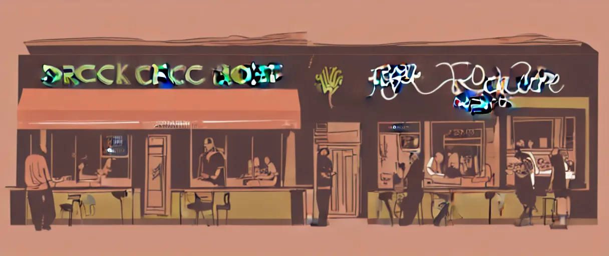 Prompt: vector design of a rock coffee shop