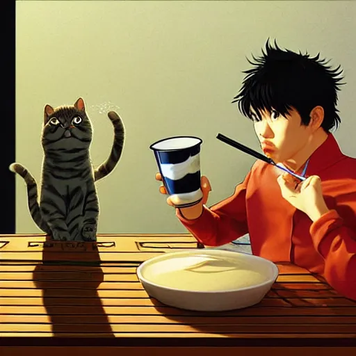 Prompt: a sneaky cat drinking boba bubble tea, cinematic, dramatic, super detailed and intricate, elegant, hyper realistic, by sam yang, by yoshiyuki tomino, by ralph mcquarrie, by ilya kuvshinov