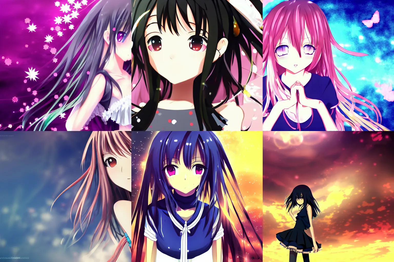 Prompt: anime girl desktop background, otaku, visual key frame, high contrast
