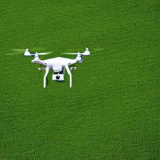 Image similar to new minimalist low poly drone seen flying above a cornfield photograph