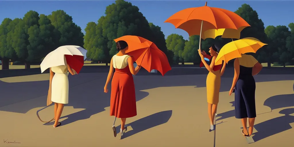 Image similar to umbrellas, summer evening, kenton nelson